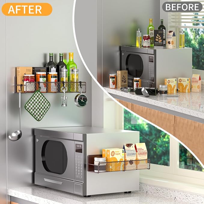 Magnetic Spice Rack for Refrigerator, 2 Pack 100% Metal Strong Magnet Shelf - Image 5