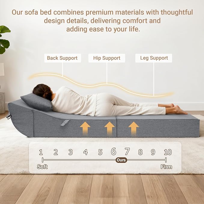 BeBen Folding Sofa Bed Chair, Convertible Sleeper Chair Futon Couch, Foldable - Image 9