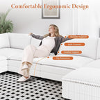 Vesgantti 109" L Shaped Cloud Sectional Couch, Comfy Corduroy Upholstered - Image 4