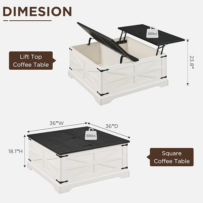 JXQTLINGMU 36" Lift Top Coffee Table - Image 2