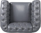 LEVNARY Leather Upholstered Armchair, Mid-Century Modern Single Sofa Chair - Image 3