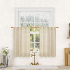 Linen Kitchen Curtains 30 Inch Length by LAMIT