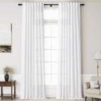 Linen White Curtains for Living Room Extra Long Back Tab Light Filtering Semi by Nanspring