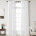 Linen White Curtains Extra Long by Nanspring
