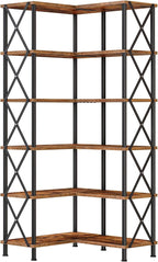 HOOBRO Corner Bookshelf, 6-Tier L-Shaped Bookcase, Industrial Open Display by HOOBRO