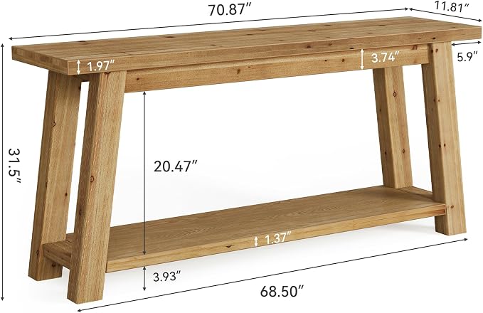 LITTLE TREE 70.9" Solid Wood Console Table - Image 2