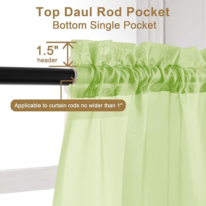 Chyhomenyc Lime Sheer Curtains 84 Inches Long - Image 5