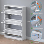 BORNOON Shoe Cabinet with 3-Flip Mirror Drawers, Freestanding Shoe Rack - Image 2