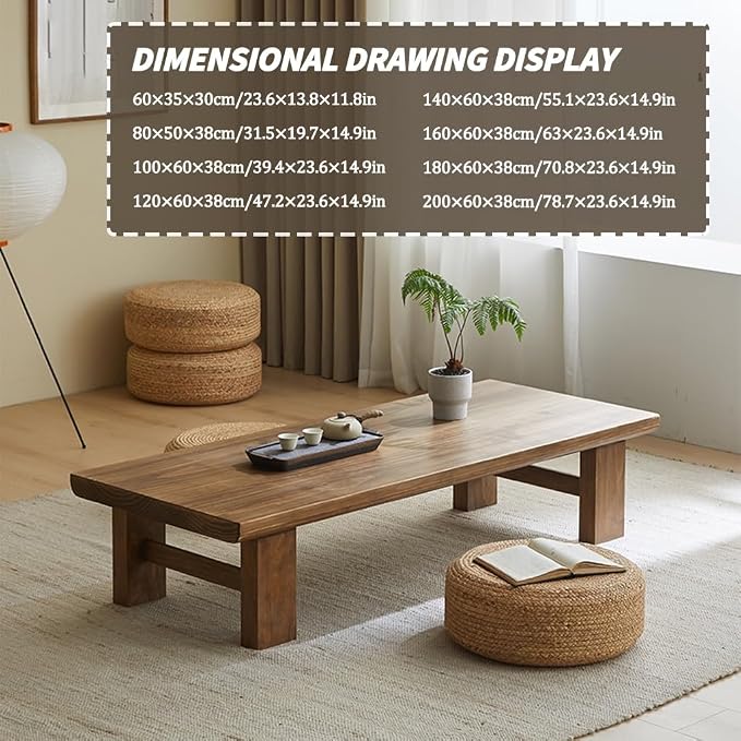 Japanese Floor Table, Vintage Tea Table Low Table, Rectangular Style Tatami - Image 7