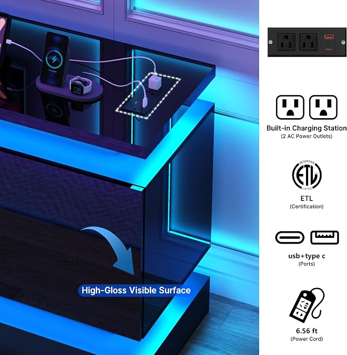 chartustriable 81IN LED TV Stands w/50 inch Fireplace Power Outlet - Image 5