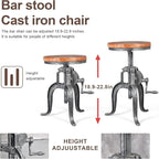 Topower Antique Industrial DIY Crank Stool Cast Iron Three-Legged Chair Bar - Image 6