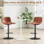 Adjustable Bar Stools Set of 2, Mid Century Modern Swivel Bar Stools, - Image 3
