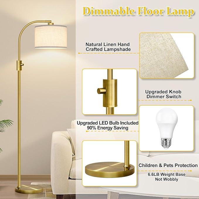 Nintiue Upgraded Modern Arc Dimmable Tall Standing Floor Lamp - Image 4