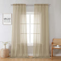Taupe Sheer Curtains 96 Inches Long 2 Panels, Modern Voile Solid Breathable by Lecloud