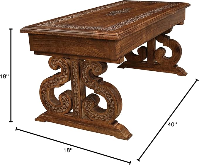 Lightnpro Handcrafted Mango Wood Rectangular Coffee Table - Image 2