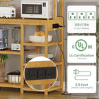 Bakers Rack with Power Outlets, 8-Tier Microwave Stand, Kitchen Utility Storage - Image 4