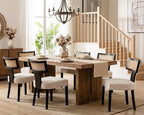 HNY Mid Century Modern Rattan Dining Chairs Set of 6, Farmhouse Linen - Image 8