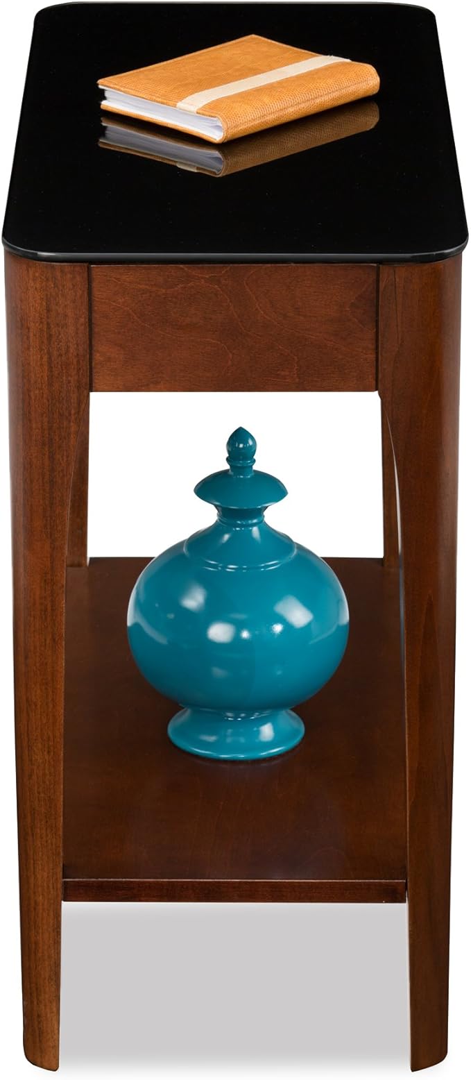Leick Home 11105 Obsidian Glass Top Narrow Side Table - Image 3