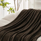 Exclusivo Mezcla Soft Waffle Fleece Bed Blanket Queen Size, Coffee | - Image 5