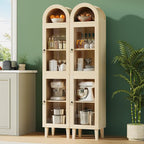 71" Tall Arched Cabinet with Acrylic Door, Modern Curio Arched Bookcase with - Image 6