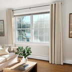 100% Blackout Linen Textured Curtains 90 Inch Long, Natural Flax | 100% - Image 7