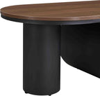 Modern Oval Coffee Table, 47.24" Brown Wood Top Coffee Table - Image 8