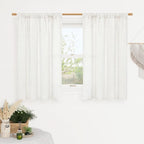 Light Filtering Ivory White Linen Curtains 45 Inches Long by LAMIT