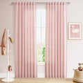 Pink Linen Curtains 84 Inch Length 2 Panels Set by Nanspring