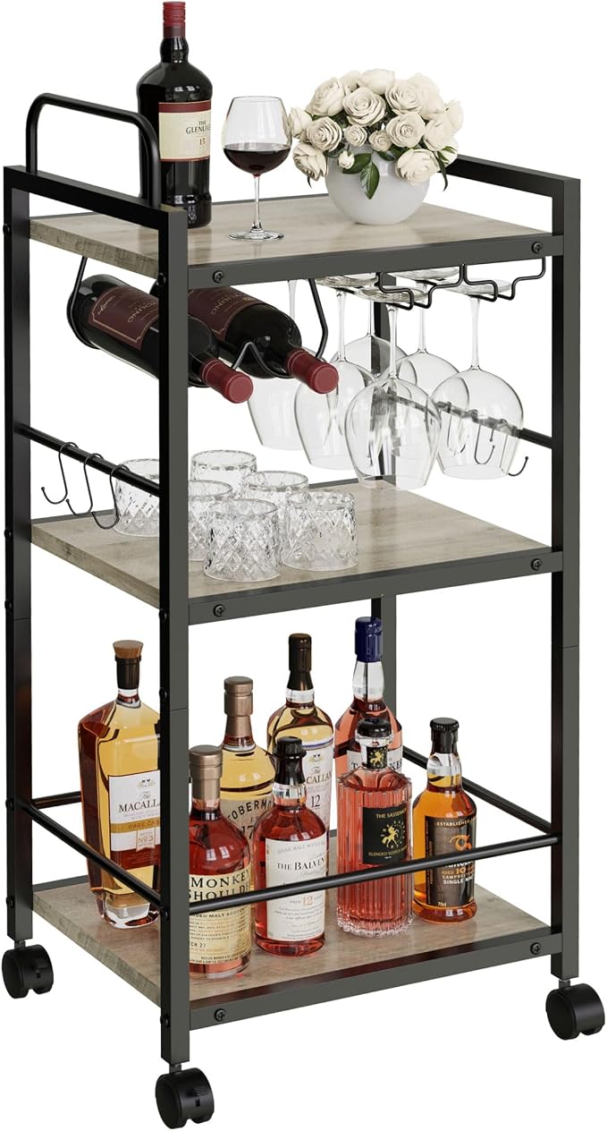 Bar Cart for The Home, 3 Tier Kitchen Carts by VANTIMO