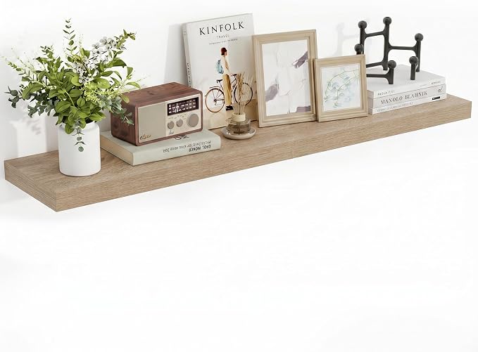 Acovy 40 Inch Floating Shelves, 3D Textured Wood Grain, Wooden Shelves by Acovy