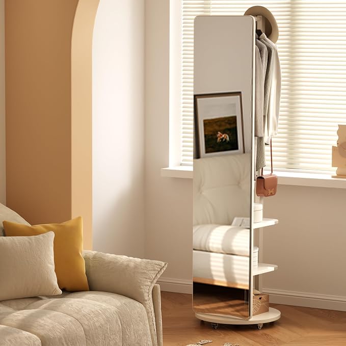 Muwuele Solid Wood Full Length Mirror Coat Rack, Floor Mirror - Image 9