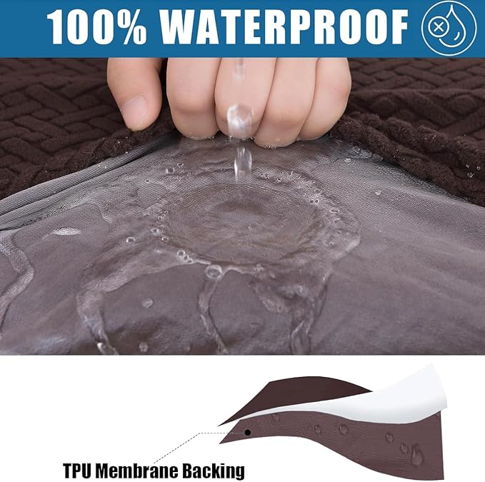 Smiry Waterproof Couch Cushion Covers, Stretch Jacquard Thick Sofa Cushion - Image 2