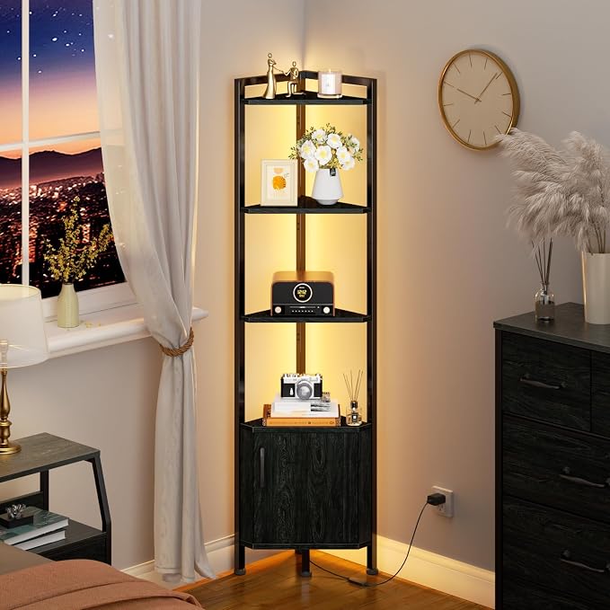 Furnulem Corner Shelf, 5-Tier Corner Cabinet - Image 3