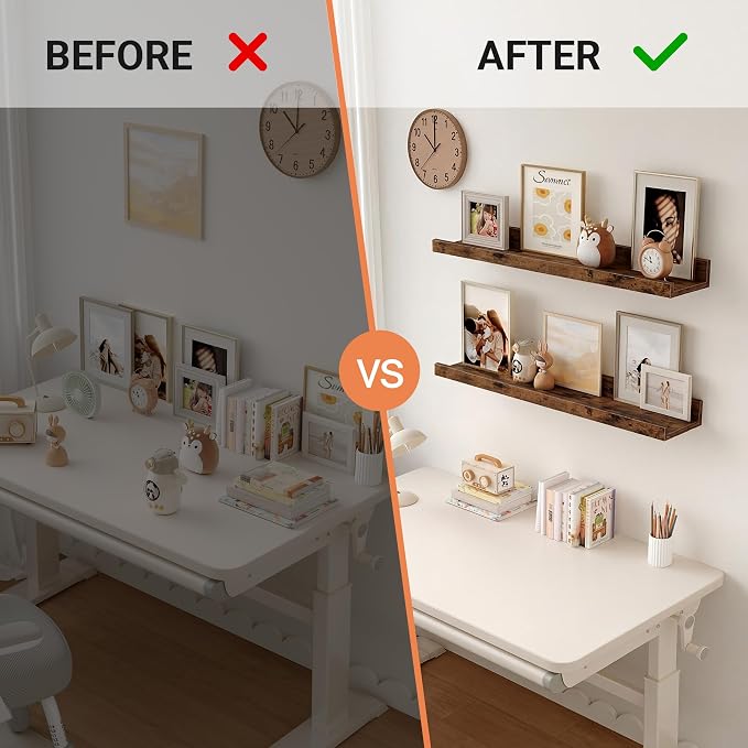 Floating Shelves for Wall, 24 inch Wood Floating Shelves Set of 2, Picture - Image 4