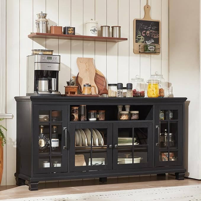 SAVOR LIFE Large Black Sideboard Buffet Cabinet - Image 7