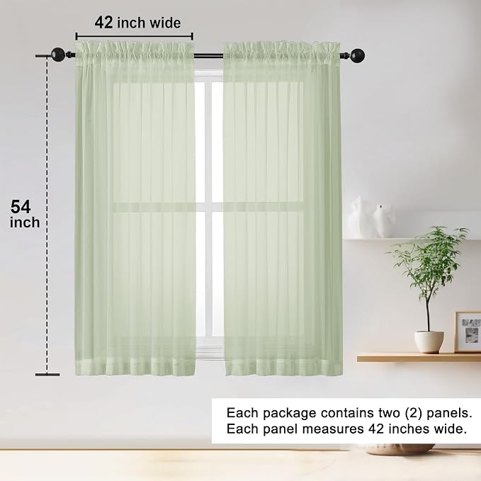 Sheer Curtains 54 inches Long 2 Panles - Image 2