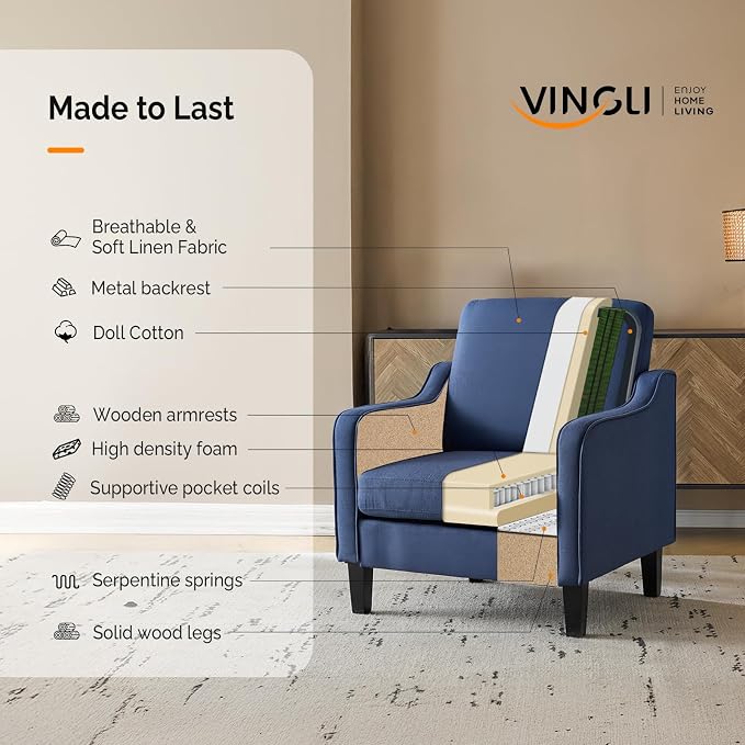 VINGLI Mid century Modern Accent Chair, Waiting Room - Image 8