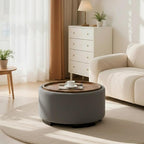 29.5 Inch Round Storage Ottoman Coffee Table, Modern Circle Coffee Table - Image 4