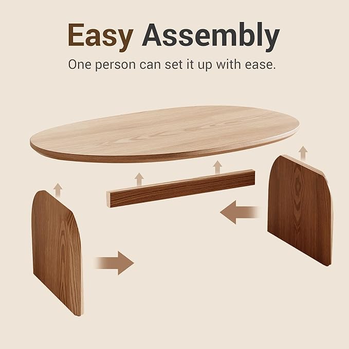 Honyee Modern Oval Coffee Table, Small Coffee Tables - Image 6