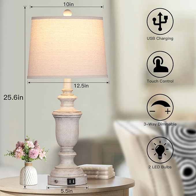 Cinkeda Farmhouse Table Lamps Set of 2 - Image 3