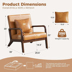 ELUCHANG Mid-Century Modern Chair, Upholstered Accent Chair Reading Arm Chair - Image 2