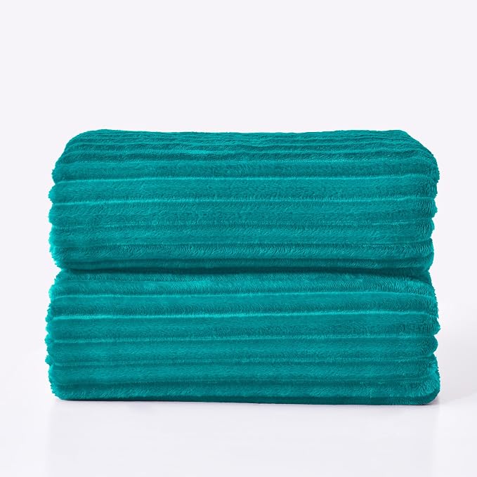 BEDELITE Ribbed Jacquard Ocean Blue Blankets Queen Size - Image 9