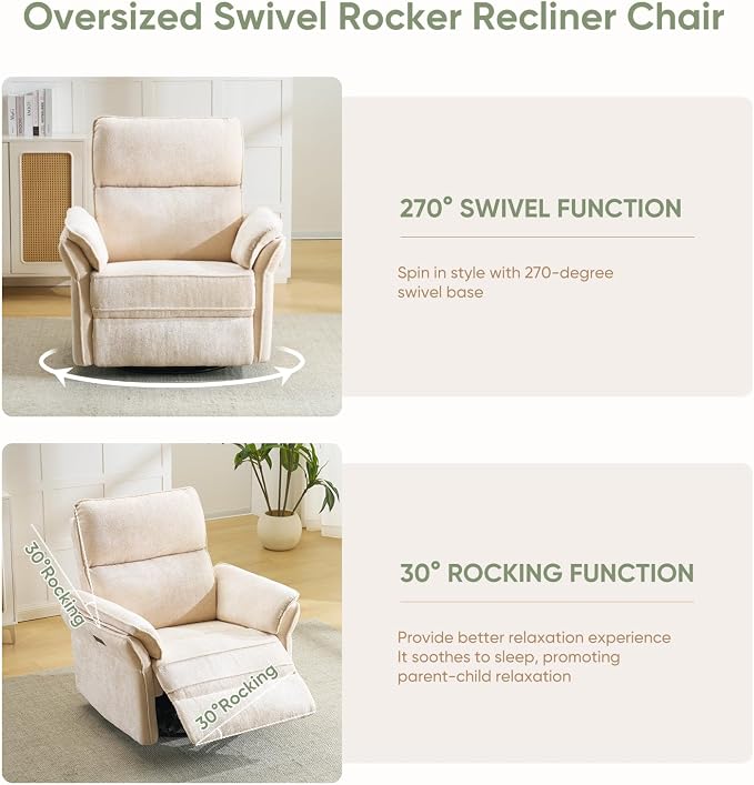 Oversized Power Recliner Chair Swivel Glider - Image 4