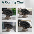 Bme 40" Ergonomic Wicker Papasan Chair - Image 6