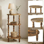 HOOBRO Round Side Table for Small Space, 3-Tier Small Round End Table - Image 8