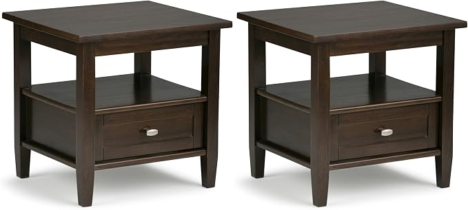 SIMPLIHOME Warm Shaker Solid Wood 20 inch Wide Transitional-Style End Tables in by SimpliHome