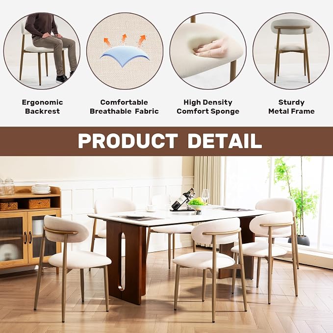 UVV Dining Chairs Set of 8, Metal Kitchen Chairs - Image 6