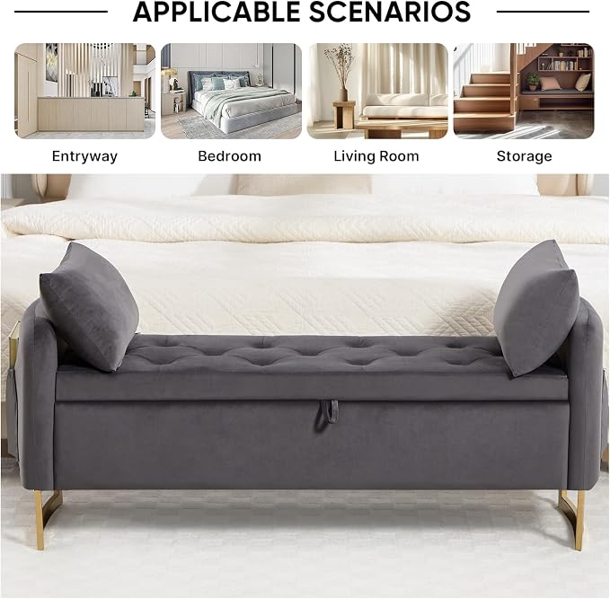 48" End of Bed Bench, Modern Storage Benches - Image 4