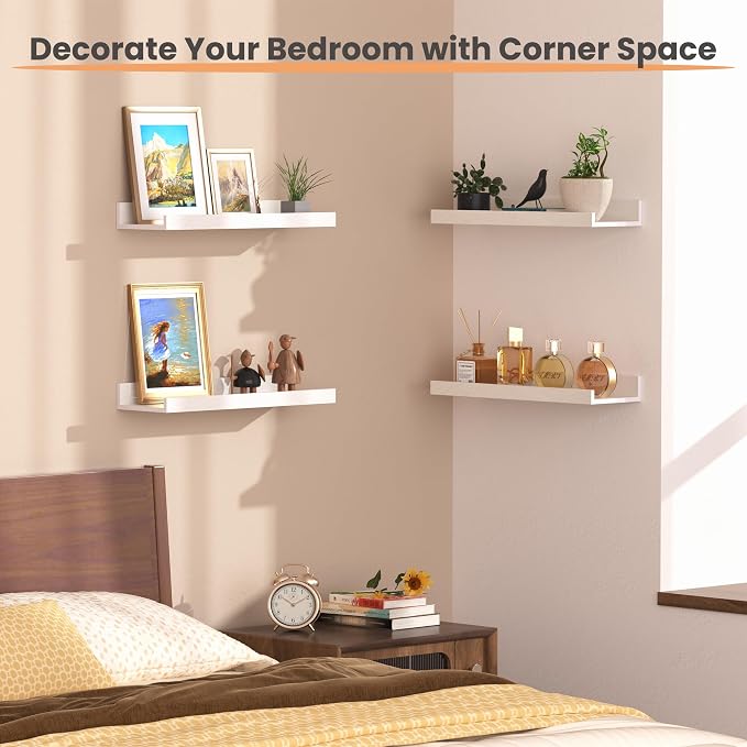 upsimples Floating Shelves for Wall, Wall Shelves for Decor Storage Set of 6 - Image 5