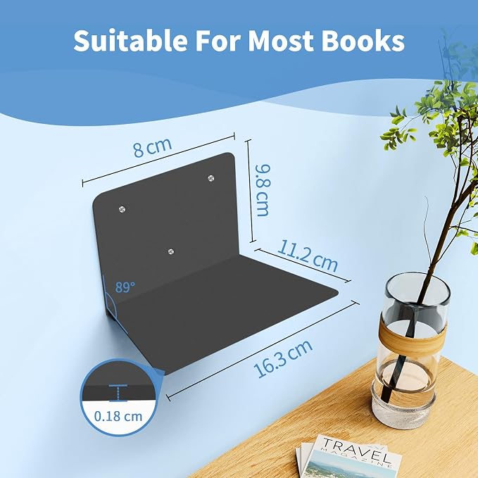 FENTEC Floating Book Shelves for Wall, Wall Mounted Invisible Floating Bookshelf - Image 3